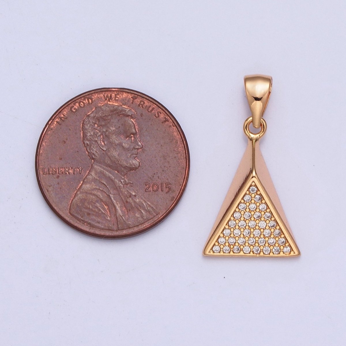 Geometric Micro Pave CZ Triangle Pendant Fort Jewelry Making X-363 - DLUXCA