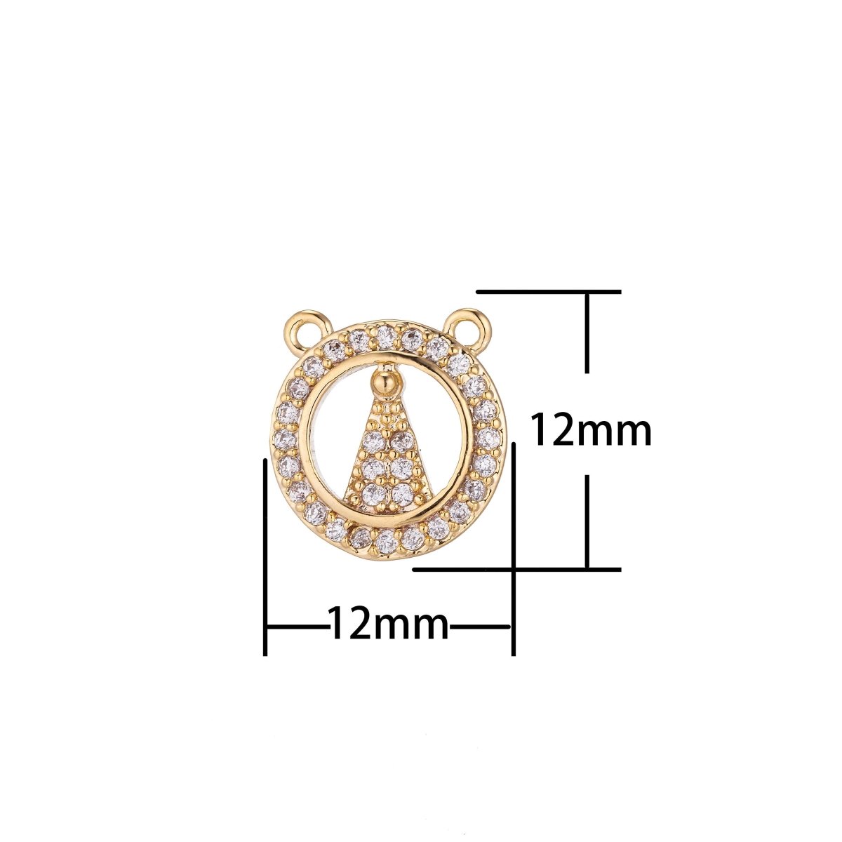 Geometric Round Bracelet Connector, 18K Gold Filled Micro Pave CZ Charm, Dainty Pendant Mountain Triangle Necklace Charm for Jewelry Making F-233 - DLUXCA