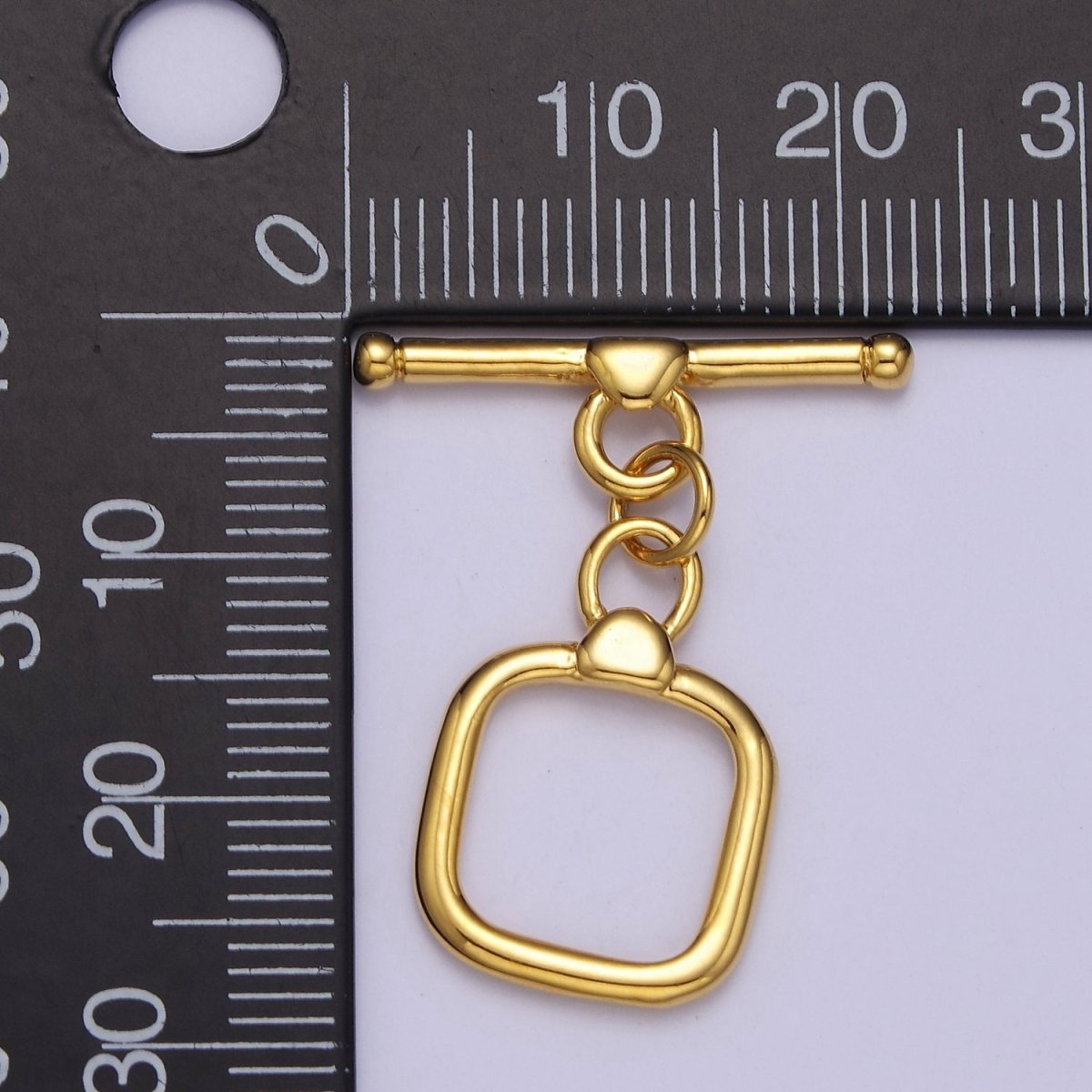 Geometric Square Toggle Clasp Connector, 24k Gold Filled Toggle Clasp, Jewelry End Clasp for Bracelet, Necklace Closure L-687 L-688 L-689 - DLUXCA