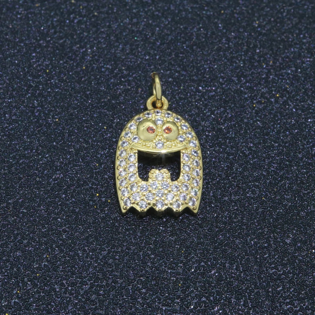 Ghost Charm, 14K Gold Filled CZ Micro Pave Ghost Pendant, Ghost Scary charm, Halloween Jewelry Making Pendant for Necklace Earring Bracelet M-552 - DLUXCA