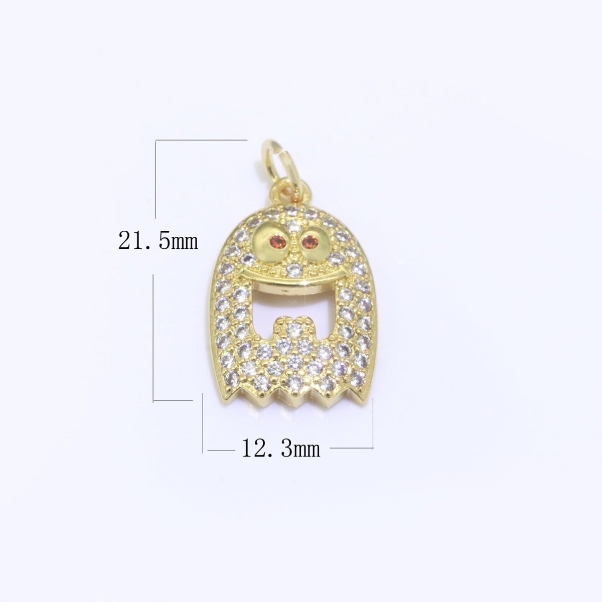 Ghost Charm, 14K Gold Filled CZ Micro Pave Ghost Pendant, Ghost Scary charm, Halloween Jewelry Making Pendant for Necklace Earring Bracelet M-552 - DLUXCA