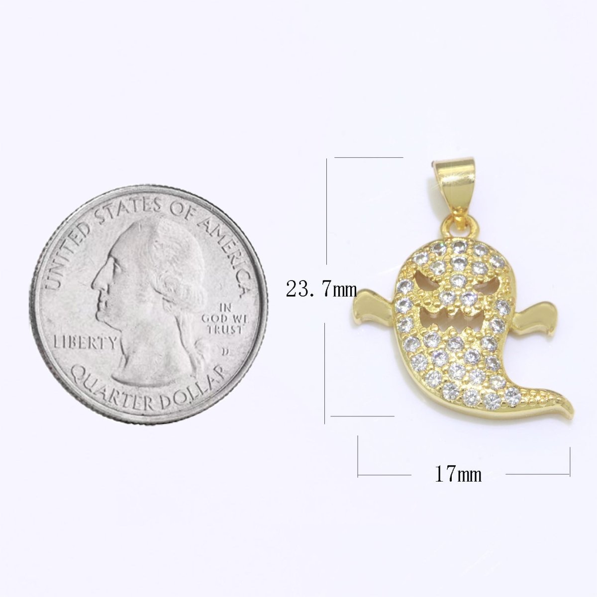 Ghost Charm for Scary Jewelry Designs Halloween Keepsakes Gold Filled for Minimalist Jewelry Earring Bracelet Necklace Supply N-1327 - DLUXCA