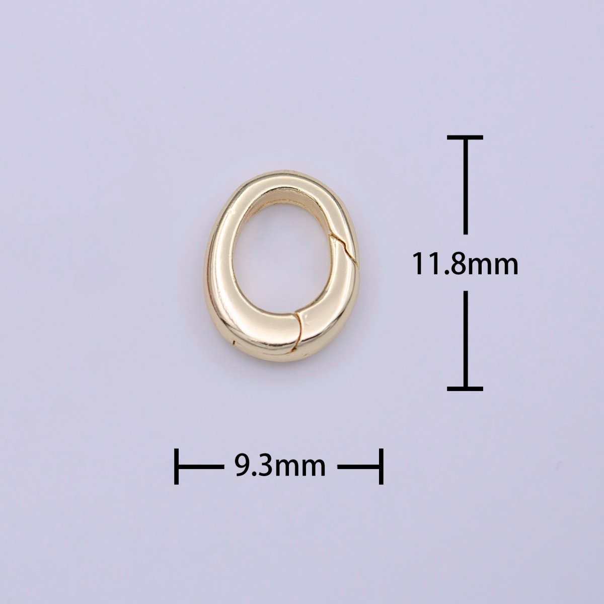 Gold 12mm Oval Spring Gate Push Ring Jewelry Supply | K-238 - DLUXCA