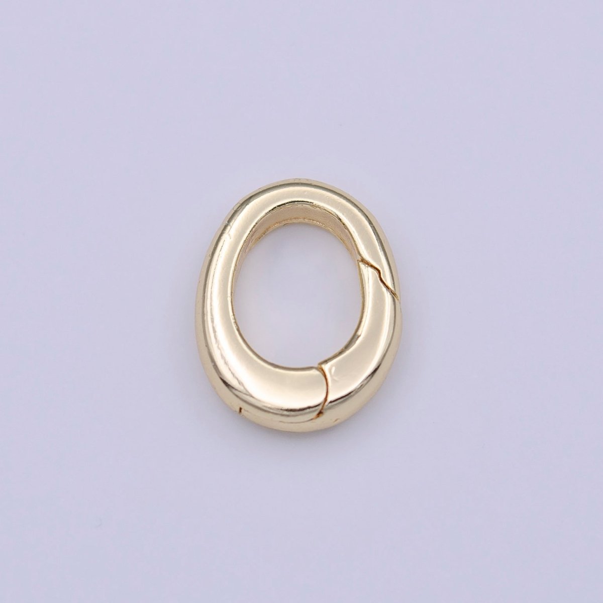 Gold 12mm Oval Spring Gate Push Ring Jewelry Supply | K-238 - DLUXCA