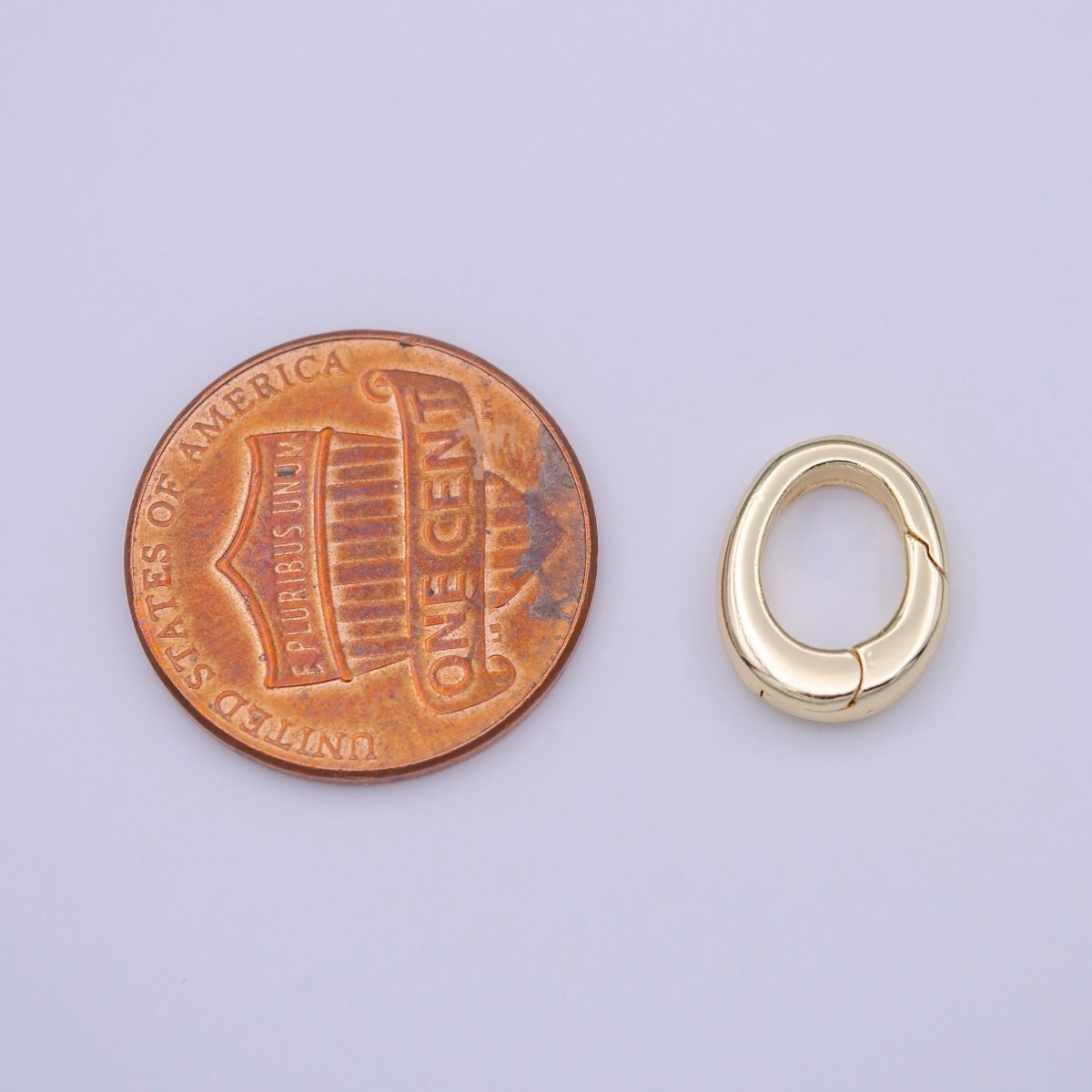 Gold 12mm Oval Spring Gate Push Ring Jewelry Supply | K-238 - DLUXCA