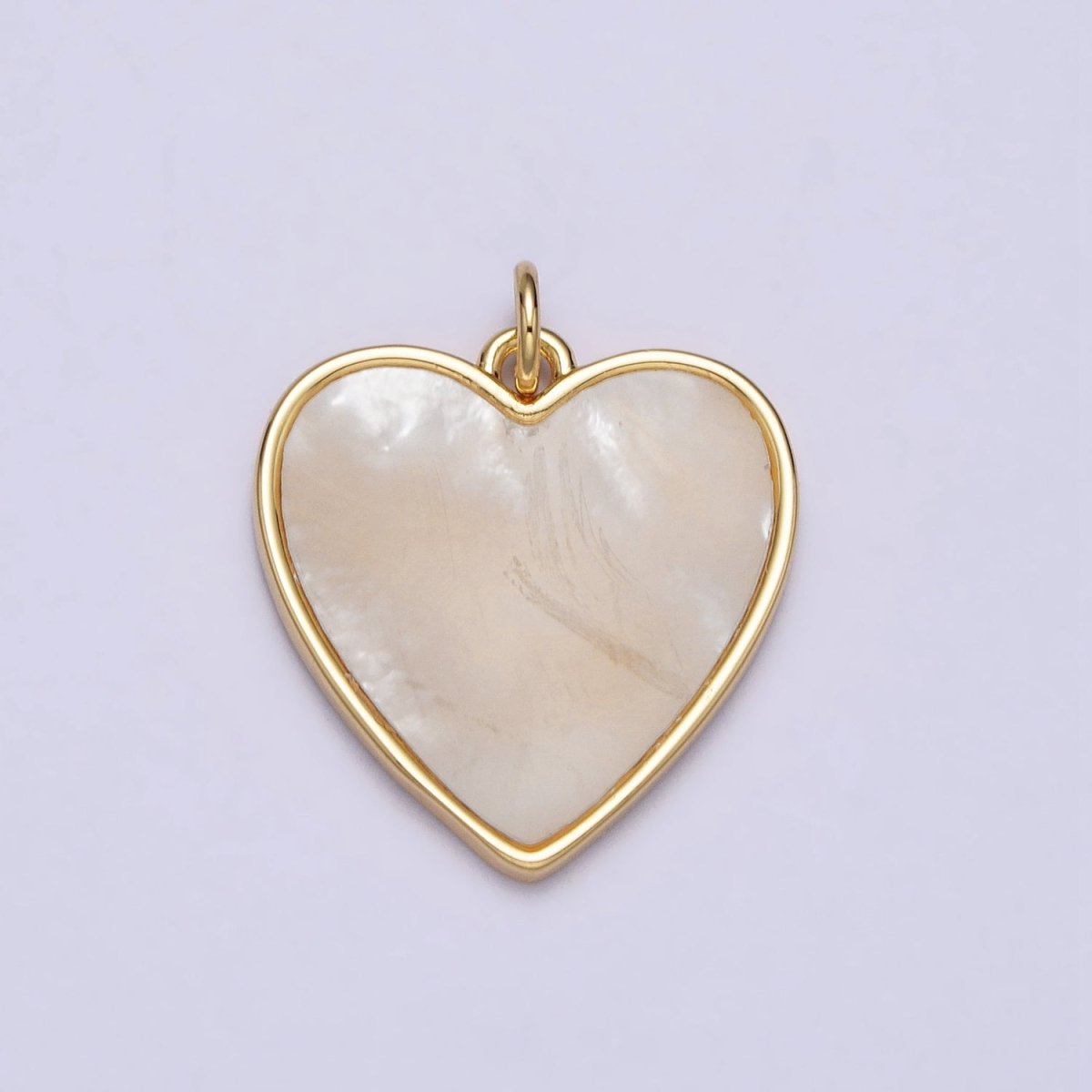 Gold 24.5mm Shell Pearl Minimalist Heart Charm | AC985 - DLUXCA