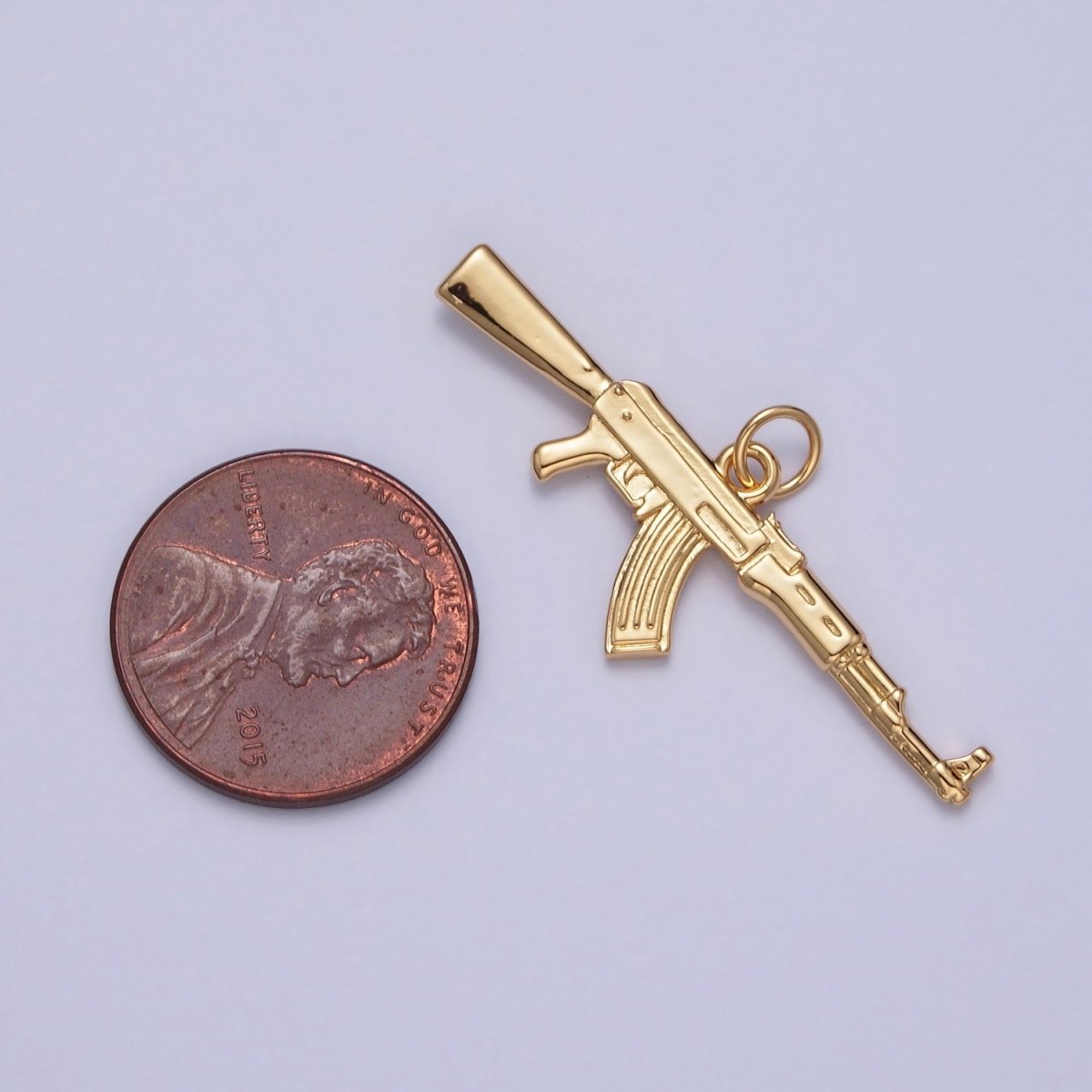 Gold AK-47 Gun Sniper Rifle Weapon Charm | X-146 - DLUXCA