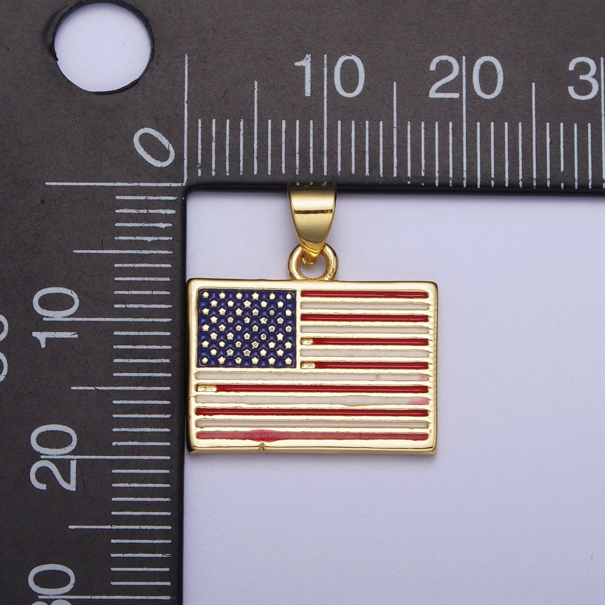 Gold American Flag Pendant, 4th of July Independence Day USA Charm For Jewelry Making | X-468 - DLUXCA