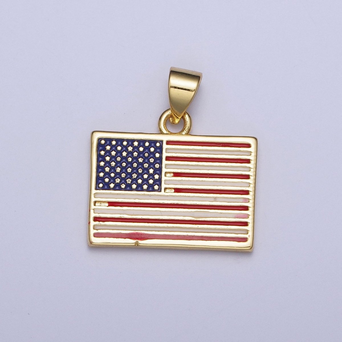 Gold American Flag Pendant, 4th of July Independence Day USA Charm For Jewelry Making | X-468 - DLUXCA