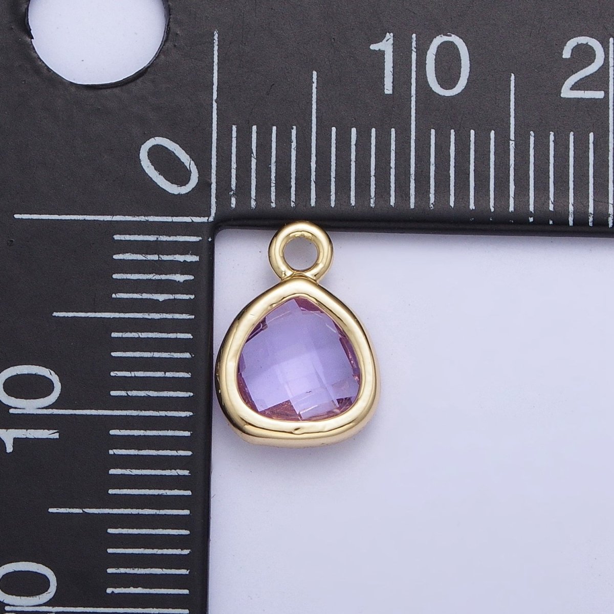 Gold Amethyst Purple Teardrop Cubic Zirconia Charm Supply For Jewelry Making AG-075 - DLUXCA