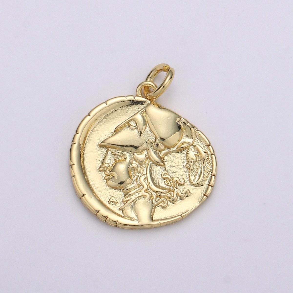 Gold Ancient Roman Rustic Coin Charm Necklace, delicate Layering necklace, Roman Coin Ancient Greek Jewelry good luck amulet gift D-150 - DLUXCA