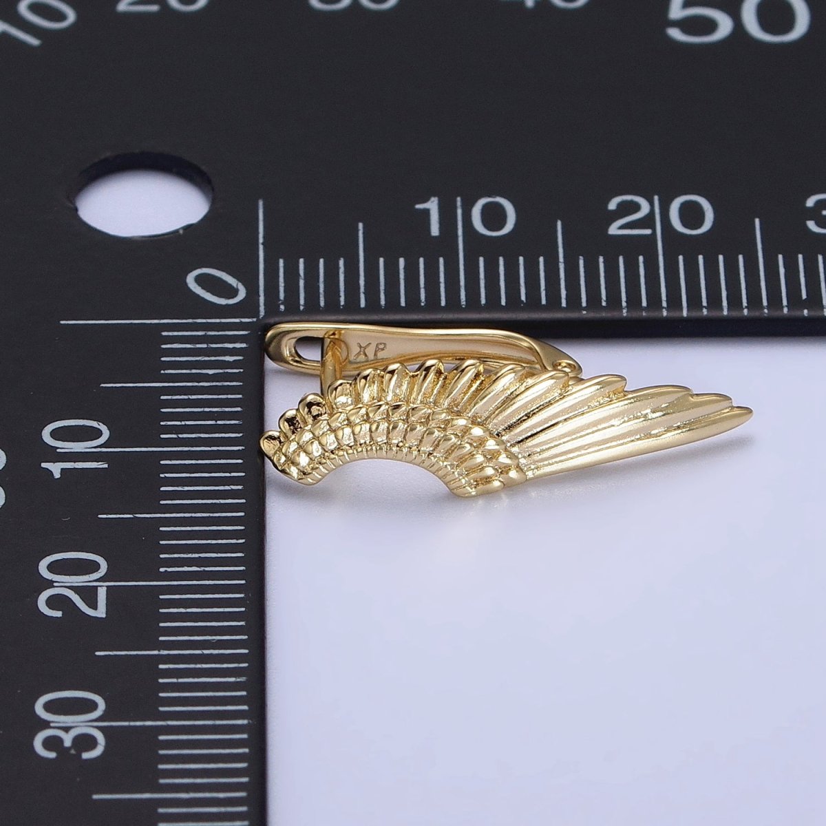Gold Angel Feather Wings Minimalist English Lock Earrings Set | AB433 - DLUXCA
