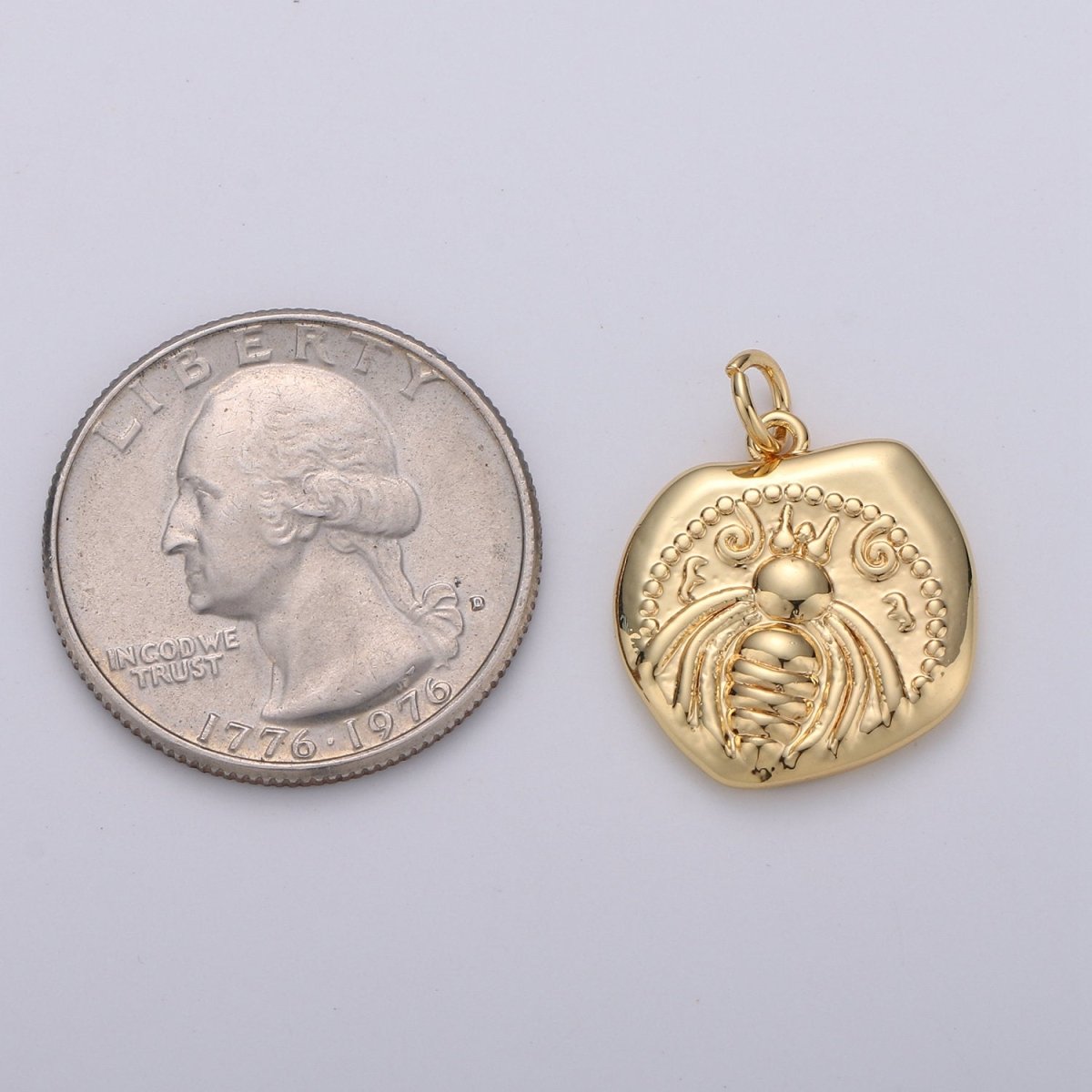 Gold Artemis Bee Coin Charm | Ancient Greek Coin Replica Pendant 14k Gold Filled Ephesus Bee Pendant Necklace | Roman Coin Jewelry Supply D-287 D-288 - DLUXCA