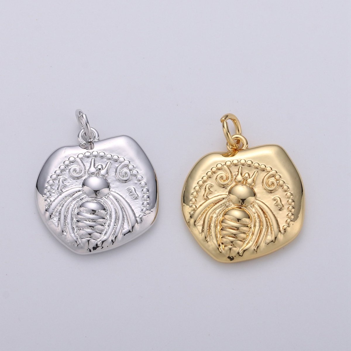 Gold Artemis Bee Coin Charm | Ancient Greek Coin Replica Pendant 14k Gold Filled Ephesus Bee Pendant Necklace | Roman Coin Jewelry Supply D-287 D-288 - DLUXCA