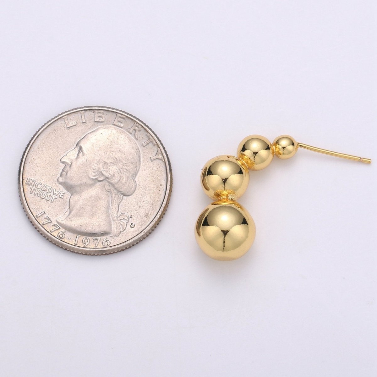 Gold Ball earrings, Geometric stud earrings, Bold earrings, Statement earrings, Dangle studs, gold earrings, minimalist earring Q-202 - DLUXCA