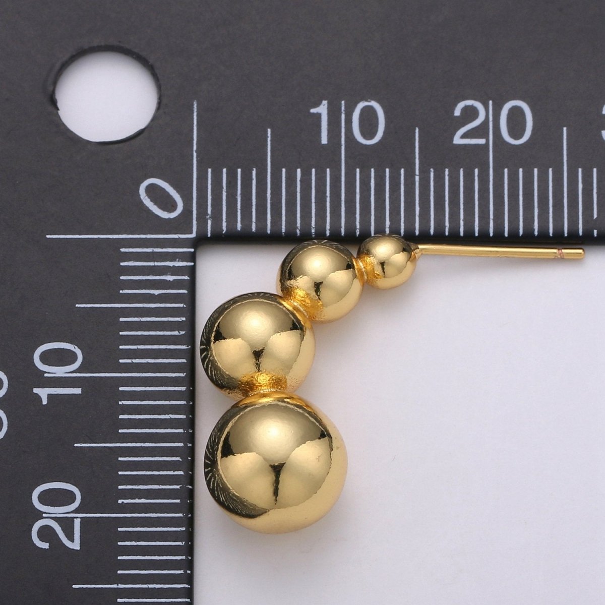 Gold Ball earrings, Geometric stud earrings, Bold earrings, Statement earrings, Dangle studs, gold earrings, minimalist earring Q-202 - DLUXCA