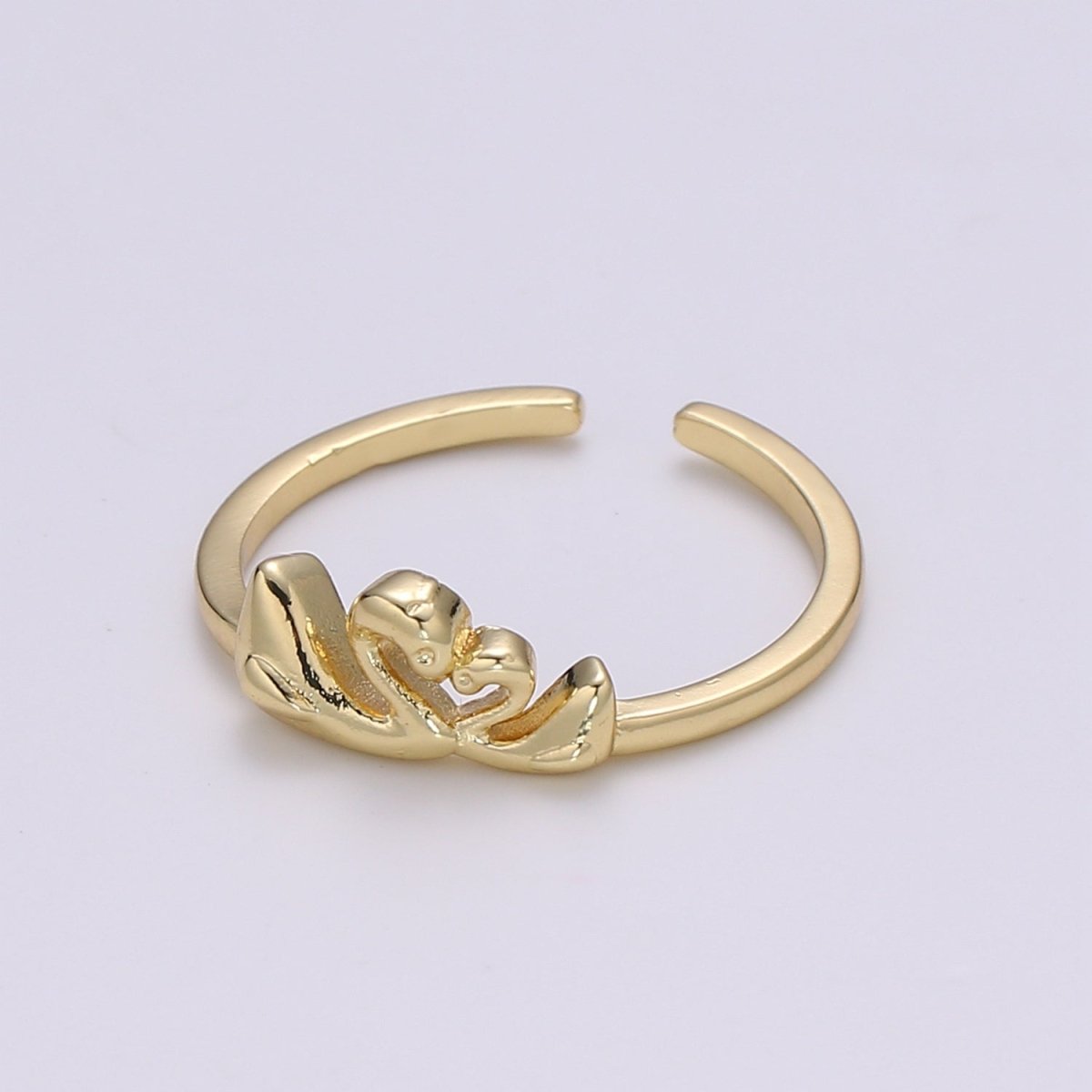 Gold Band Love Forever Swan ring, Delicate Promise Ring adjustable open Ring Dainty Twin swan Ring Minimalist Jewelry - DLUXCA