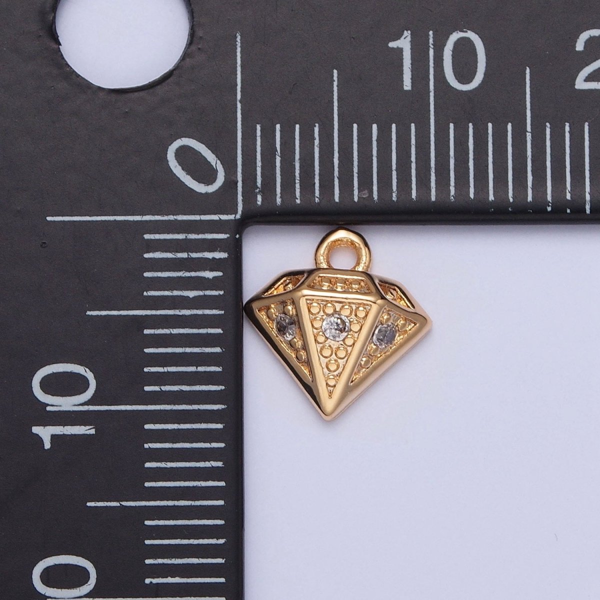 Gold Beaded Diamond Cubic Zirconia Stones Charm For DIY Jewelry Making | X-221 - DLUXCA