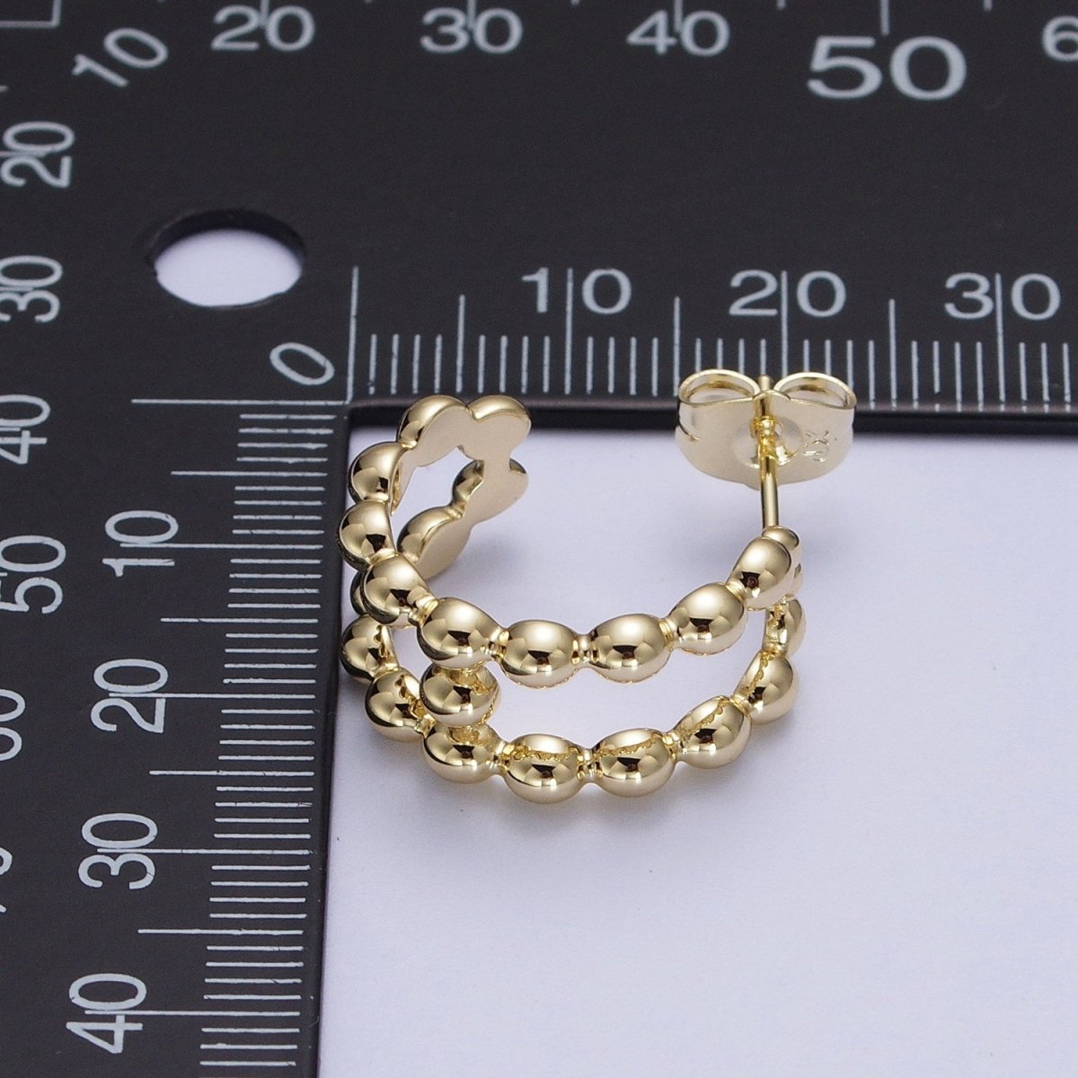 Gold Beaded Hoops, Gold Ball Hoop Earring, Medium Gold Hoops, Gold Bead Hoop Earrings, Large Gold Hoops, Boho Gold Hoop Earring, 20mm Hoop Y-001 - DLUXCA
