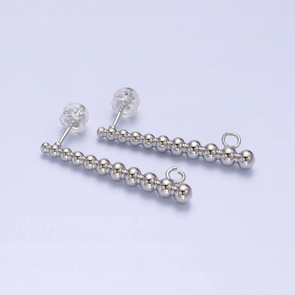 Gold Beaded Long Bar Studs Line Studs with Open link for Earring Component Jewelry Supply Z-182 Z-183 - DLUXCA