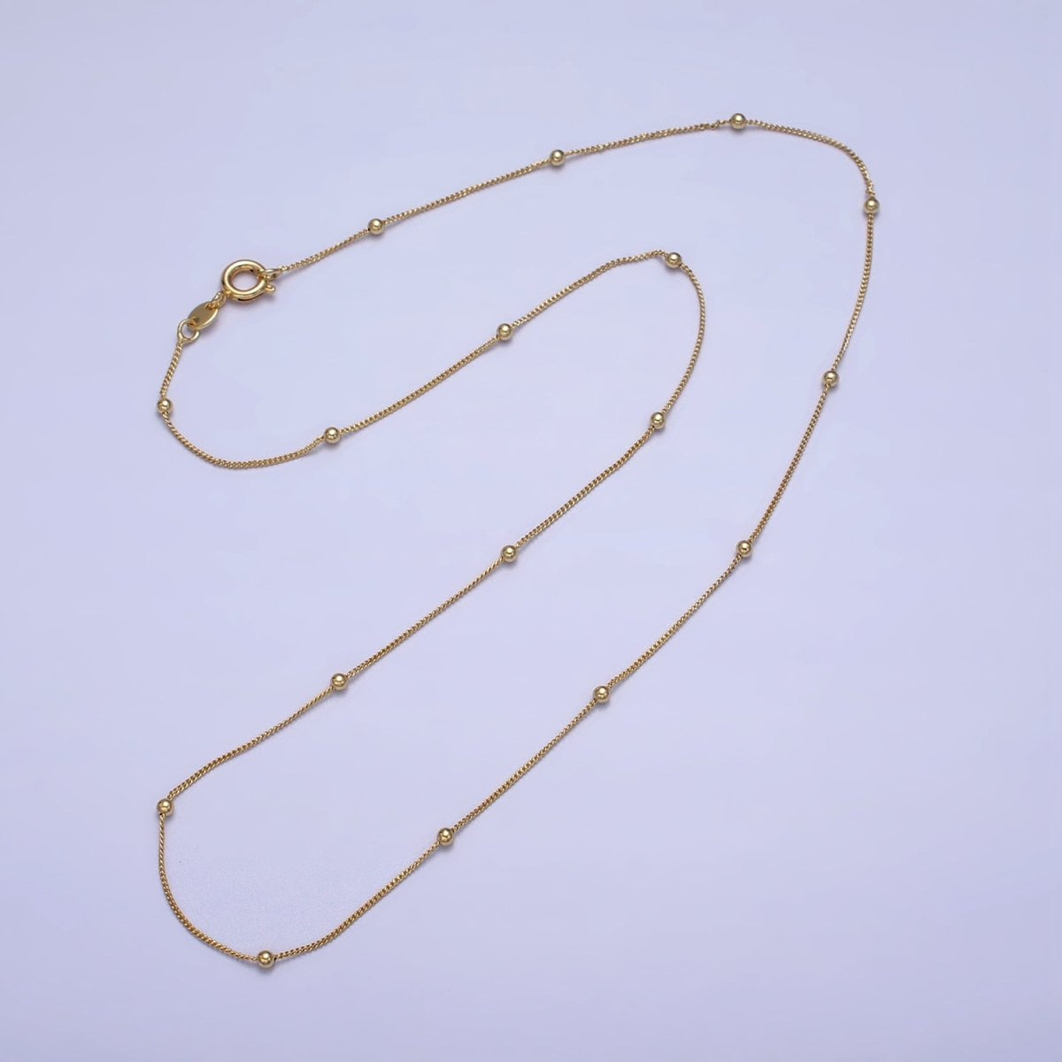 Gold Beaded Satellite Chain 17.75 inch Necklace Simple, Everyday Layering Necklace | WA-1640 WA-1641 Clearance Pricing - DLUXCA