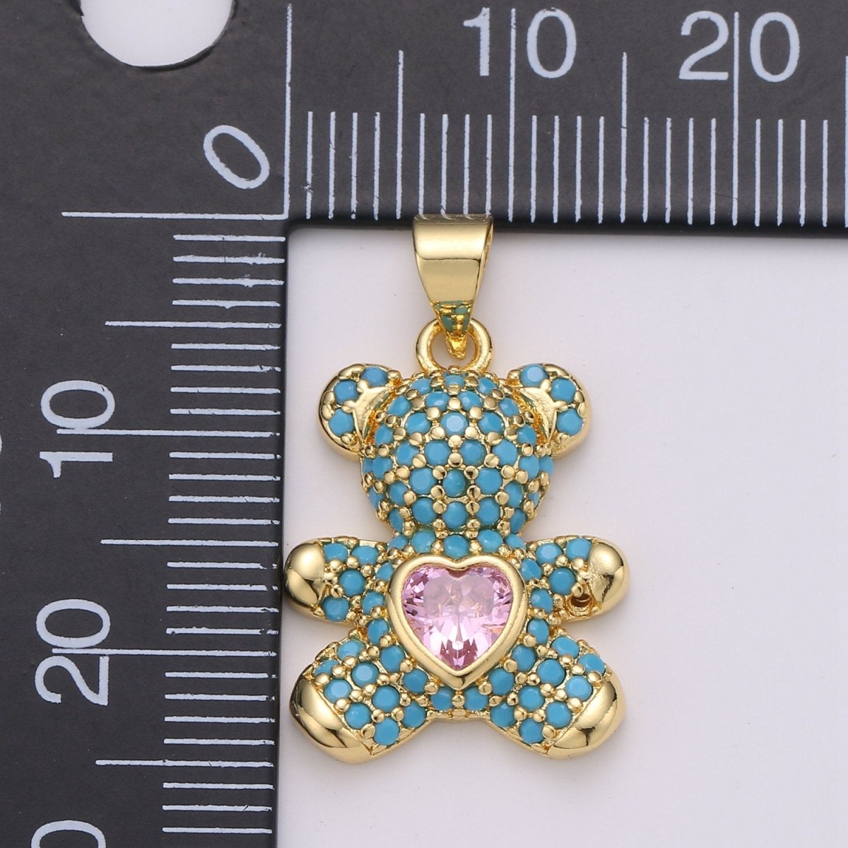Gold Bear Charm Teddy Bear Charm Necklace Pendant / Keychain / Earrings / Kids Crafts I-779 - DLUXCA