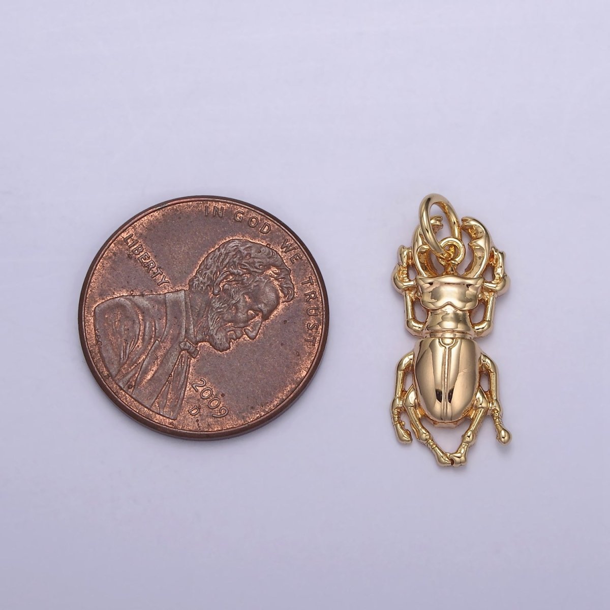 Gold Beetle Charms Animal Insect Pendant N-834 - DLUXCA