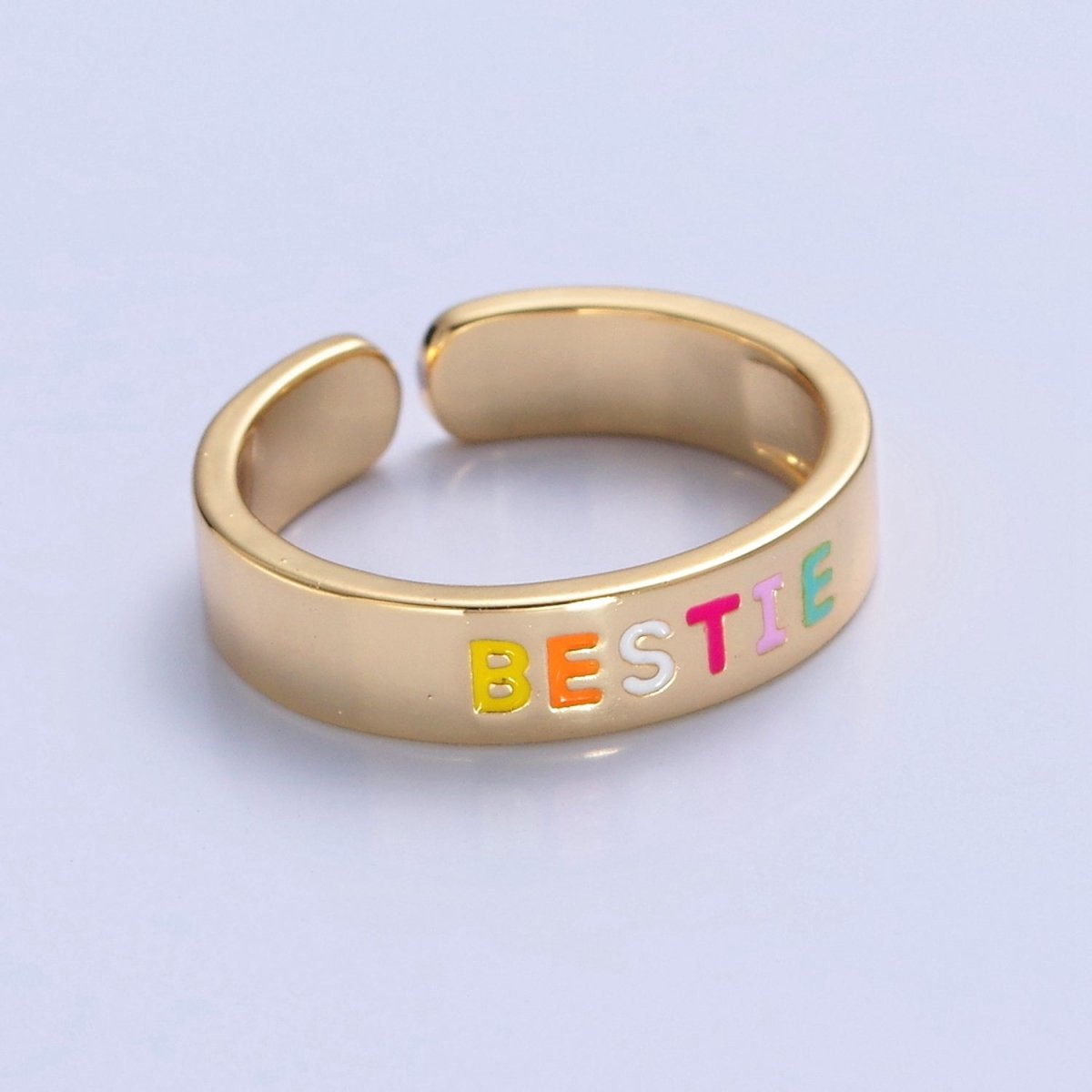 Gold Bestie Ring Open Adjustable Jewelry for Best Friend Gift O-2205 - DLUXCA