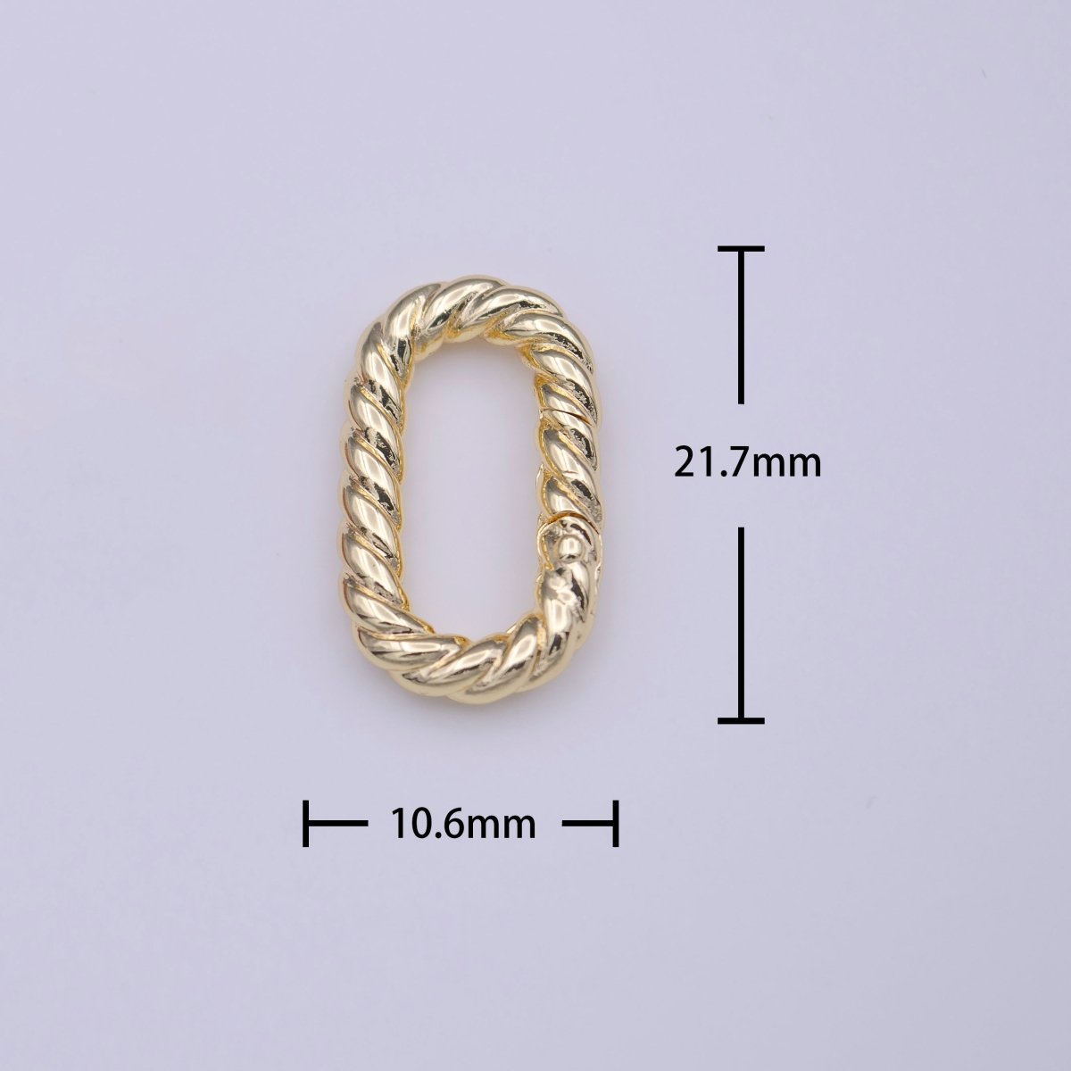 Gold Braided Twist 19.5mm Oblong Oval Push Spring Gate Jewelry Supply | K-230 - DLUXCA