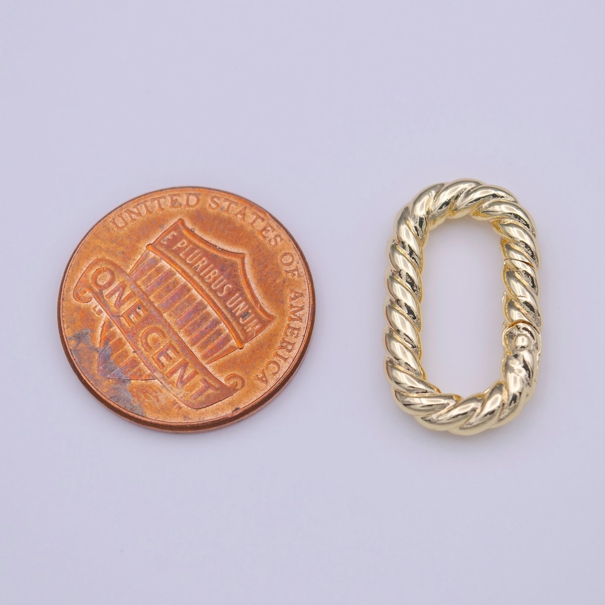 Gold Braided Twist 19.5mm Oblong Oval Push Spring Gate Jewelry Supply | K-230 - DLUXCA