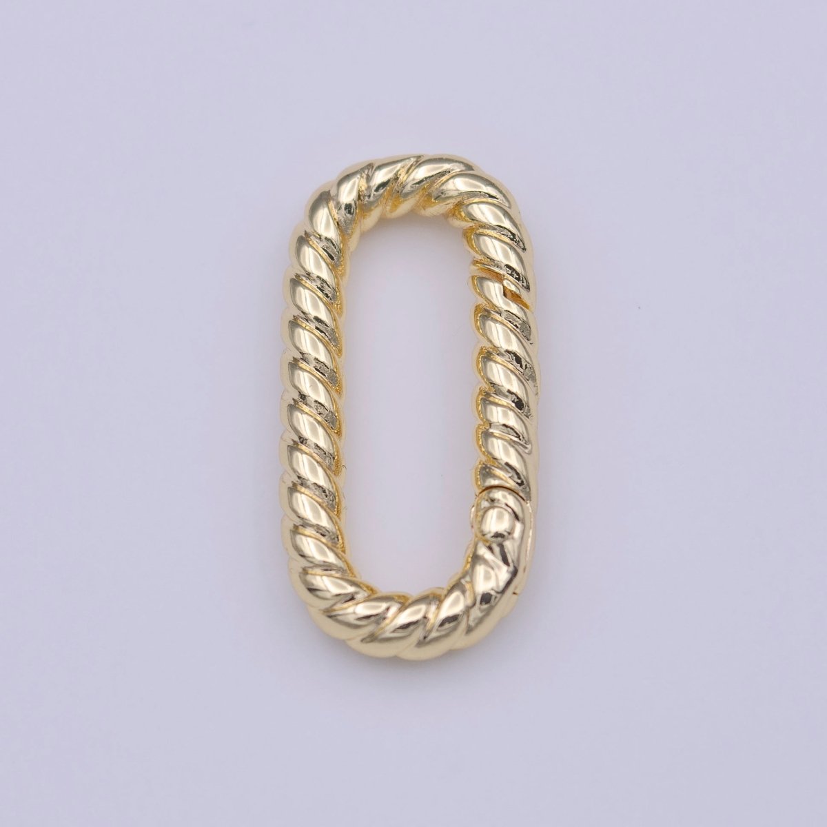 Gold Braided Twist 21.7mm Oblong Oval Push Spring Gate Jewelry Supply | K-221 - DLUXCA