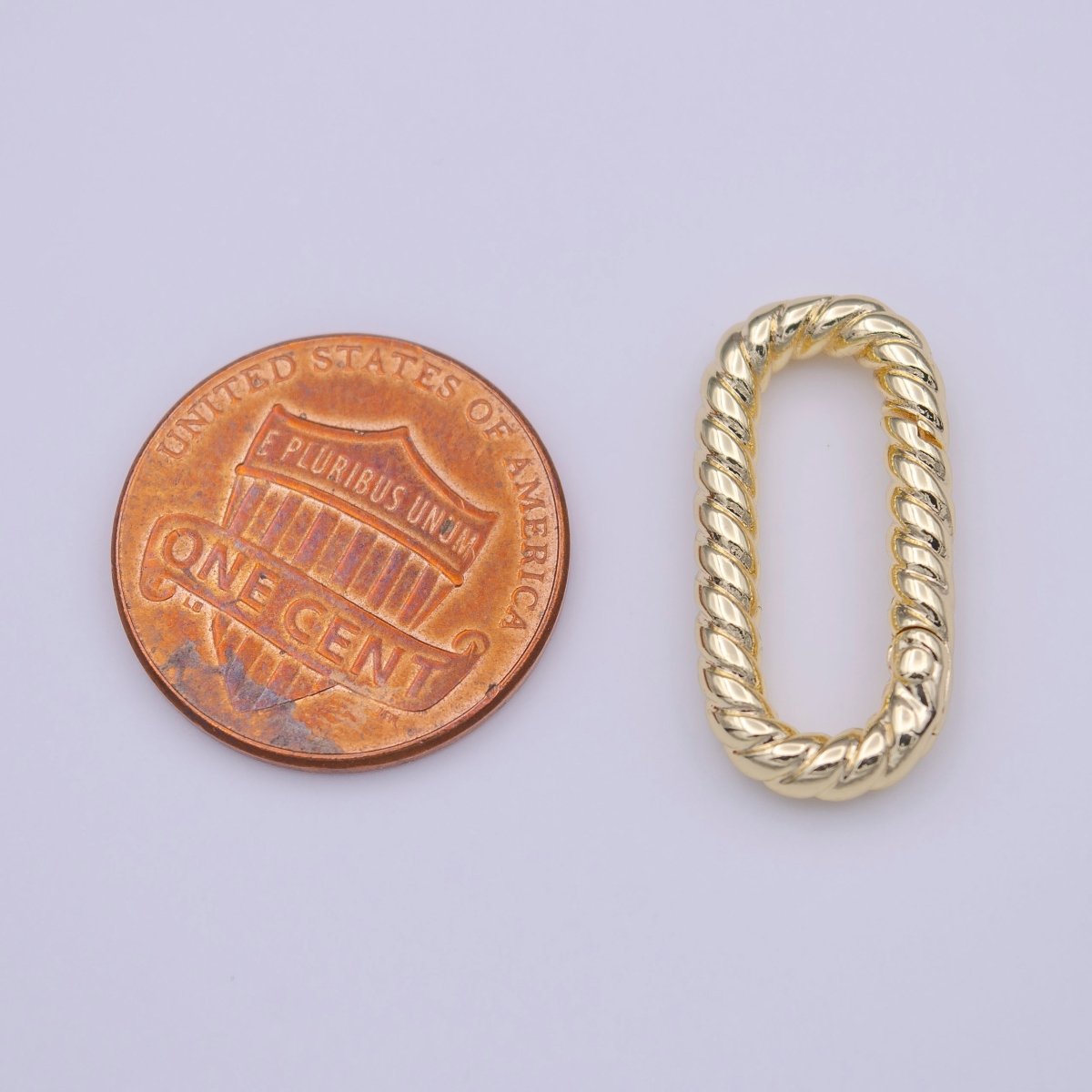 Gold Braided Twist 21.7mm Oblong Oval Push Spring Gate Jewelry Supply | K-221 - DLUXCA