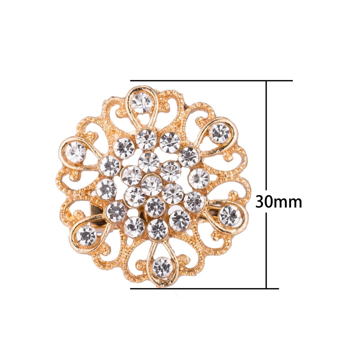 Gold Brooches Decoration Kit Wholesale Craft Supplies DIY Invitations Embellishments, Vintage Bouquet Bridal Wedding Supplies Cake Accessoy, 091918-7387 - DLUXCA
