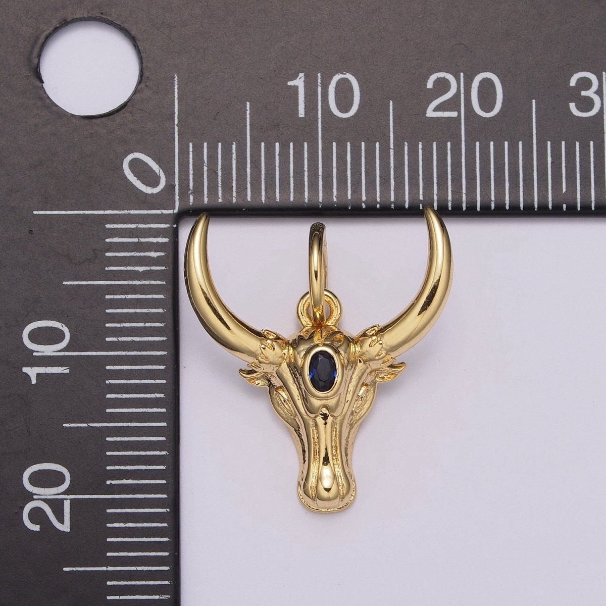 Gold Bull Head Pendant, Long Horn Men Pendant, Silver Texas Pendant Animal Men Charm Necklace, M-870-M-871 - DLUXCA