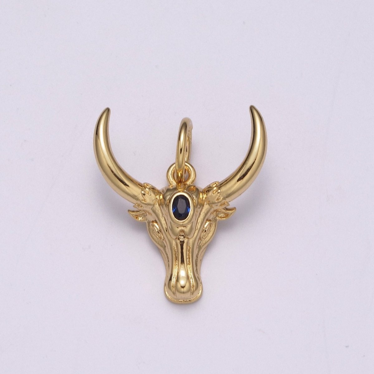 Gold Bull Head Pendant, Long Horn Men Pendant, Silver Texas Pendant Animal Men Charm Necklace, M-870-M-871 - DLUXCA