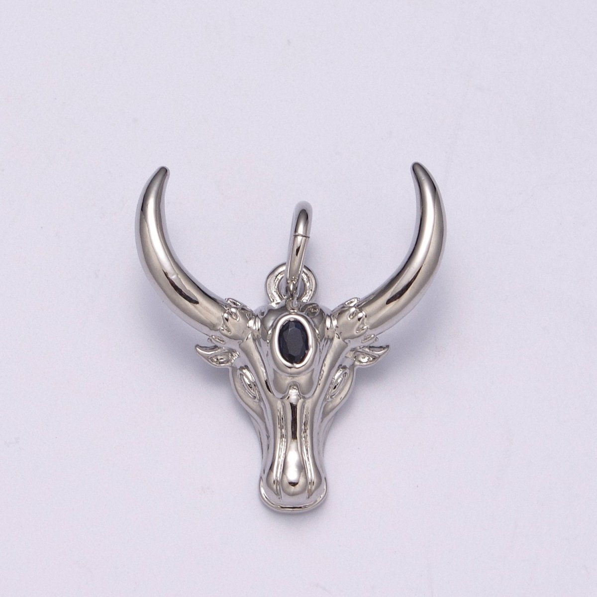 Gold Bull Head Pendant, Long Horn Men Pendant, Silver Texas Pendant Animal Men Charm Necklace, M-870-M-871 - DLUXCA