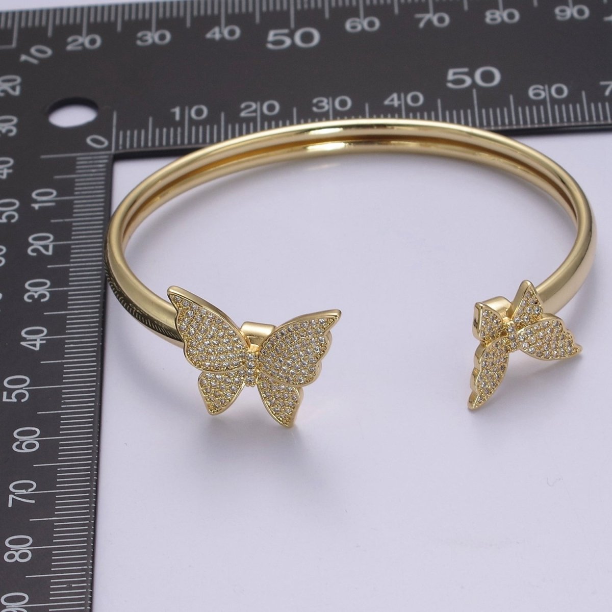 Gold Butterfly Bangle Bracelet Open Bracelet for Stackable Jewelry | WA-857 Clearance Pricing - DLUXCA