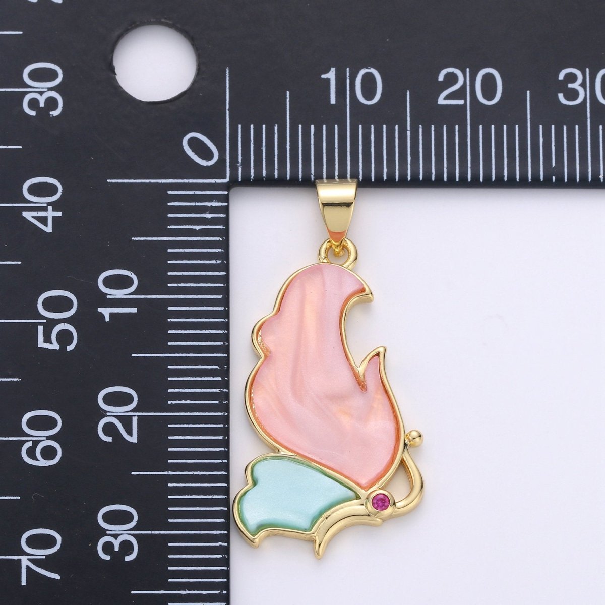 Gold Butterfly Charm Pink Teal Pearl Mariposa Charm Pendant for Necklace Component Real Gold Plated Tarnish Free I-855 - DLUXCA