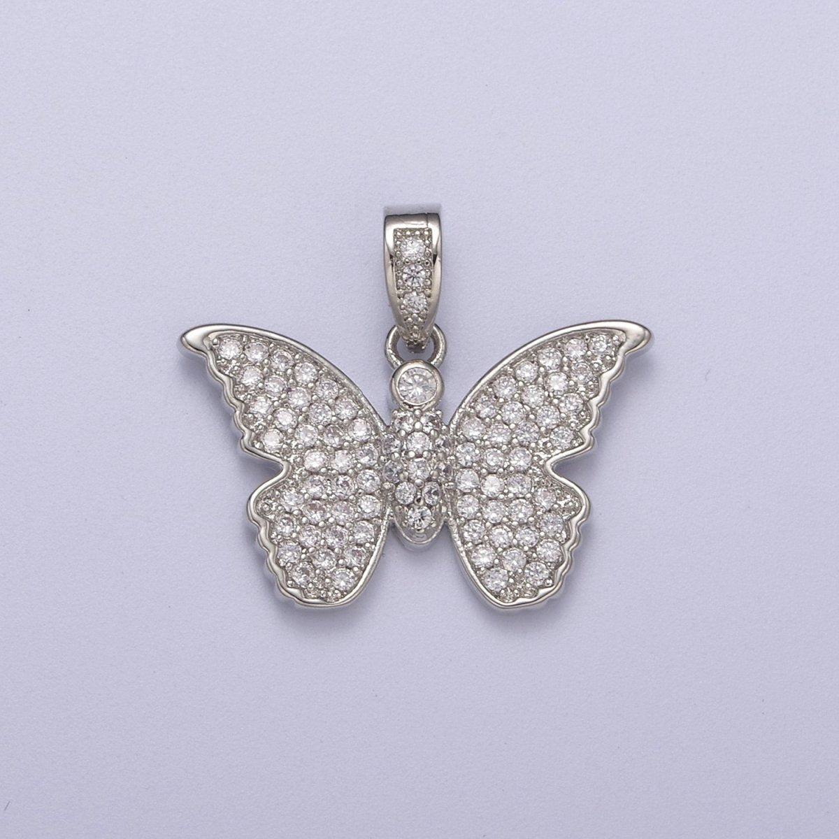 Gold Butterfly Charms, Micro Pave Butterfly Pendant Silver Monarch Mariposa Charms, CZ Butterfly H-388 H-391 - DLUXCA