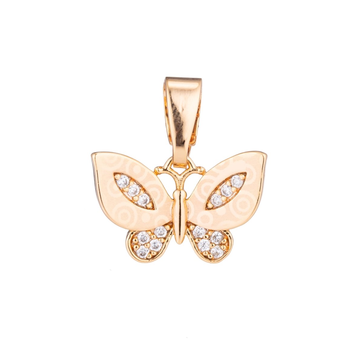 Gold Butterfly, Gorgeous, Polkadot, Spirit Animal Lover DIY Cubic Zirconia Necklace Pendant Charm Bead Bails Findings for Jewelry Making H-544 - DLUXCA