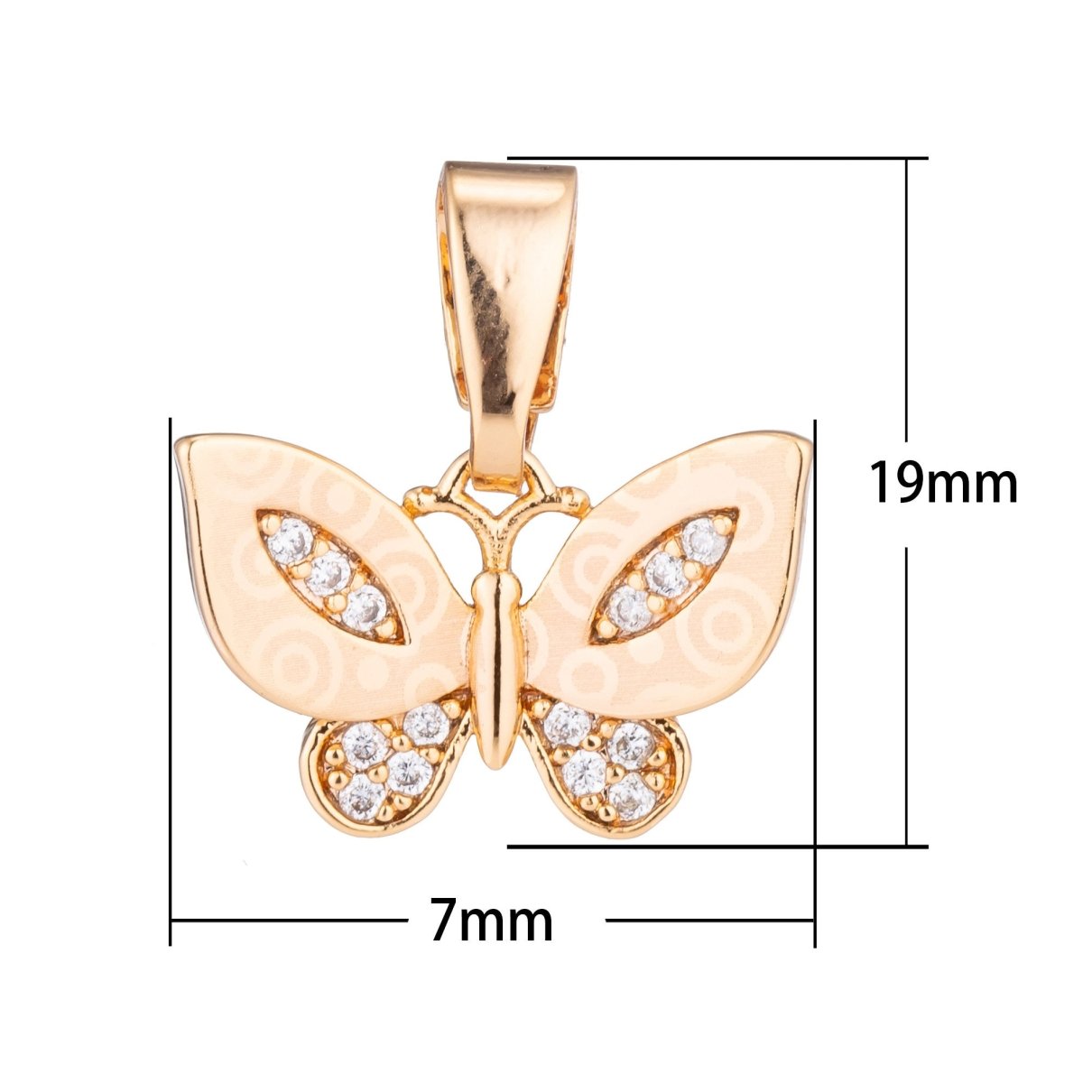 Gold Butterfly, Gorgeous, Polkadot, Spirit Animal Lover DIY Cubic Zirconia Necklace Pendant Charm Bead Bails Findings for Jewelry Making H-544 - DLUXCA