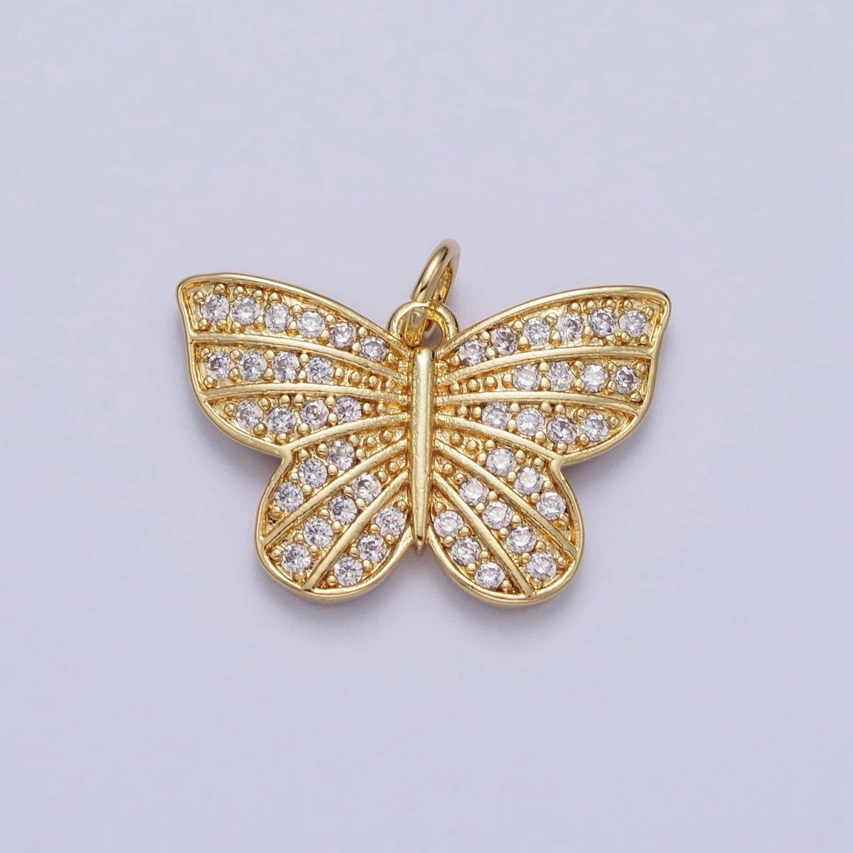 Gold Butterfly Monarch Clear Micro Paved CZ Lined Insect Charm | AC357 - DLUXCA