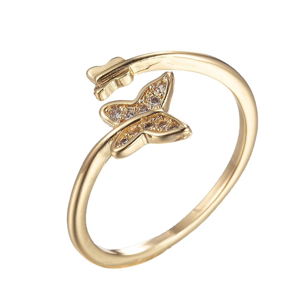 Gold Butterfly Ring Adjustable Open Ring O-978 - DLUXCA