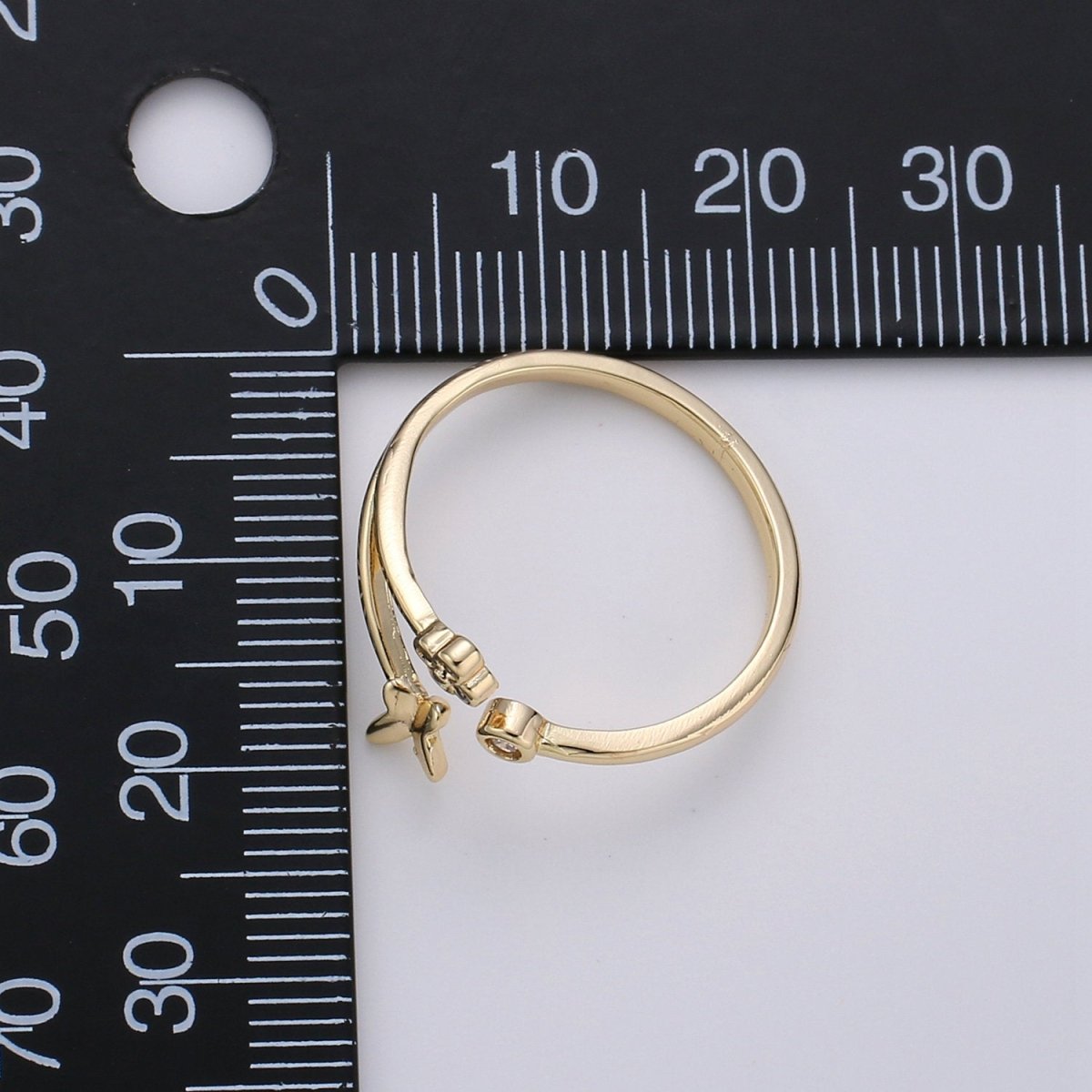 Gold Butterfly Ring, Dainty Butterfly Ring, Adjustable Ring, Minimalist Butterfly Ring, Minimalist Ring, Gold Open Ring, Insect Jewelry R-088 - DLUXCA