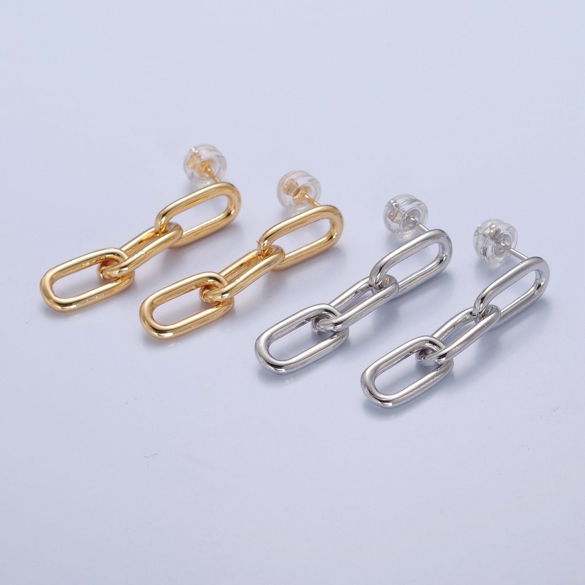 Gold Cable Link Earrings • Minimalist Gold Earrings • Perfect Gift for Her V-176 V-177 - DLUXCA