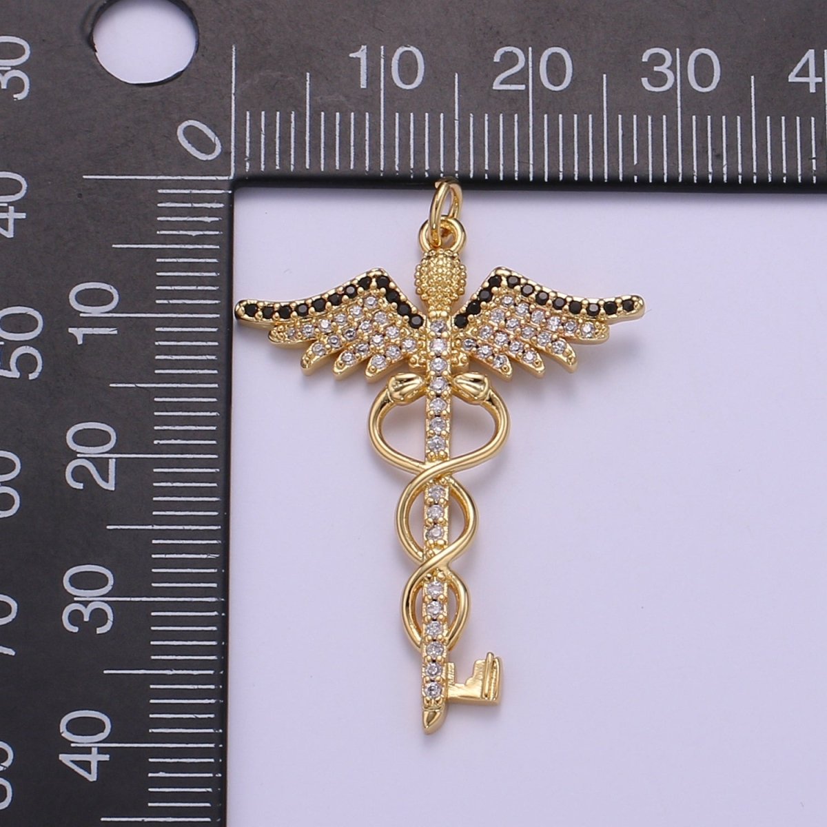 Gold Caduceus Pendant Charm Necklace Career Professional Medical Fashion Jewelry For Women Gifts For Her E-817 - DLUXCA