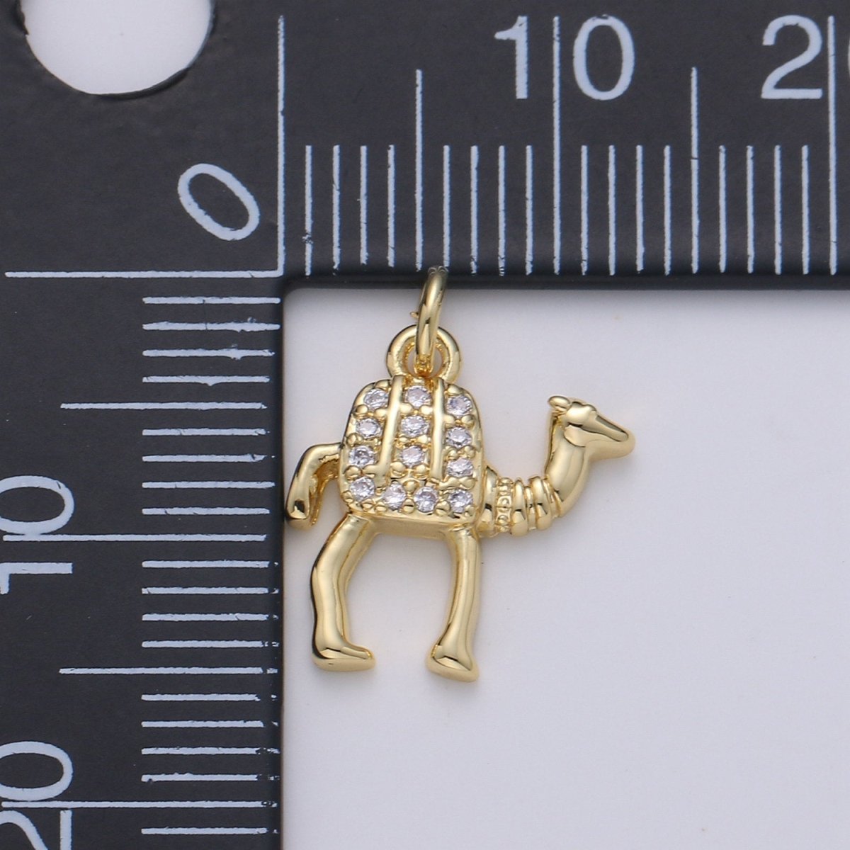 Gold Camel Charm - 14k Gold Filled Camel Pendant - Arabian Desert Charms - Animal Jewelry for Bracelet Necklace Earring Component D-644 - DLUXCA