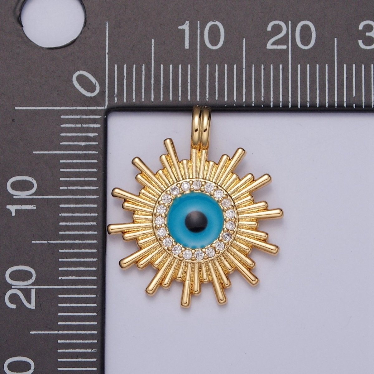 Gold Celestial Spiral Pendant, Enamel Micro Pave Evil Eye Pendant For Jewelry Making H-692 - DLUXCA