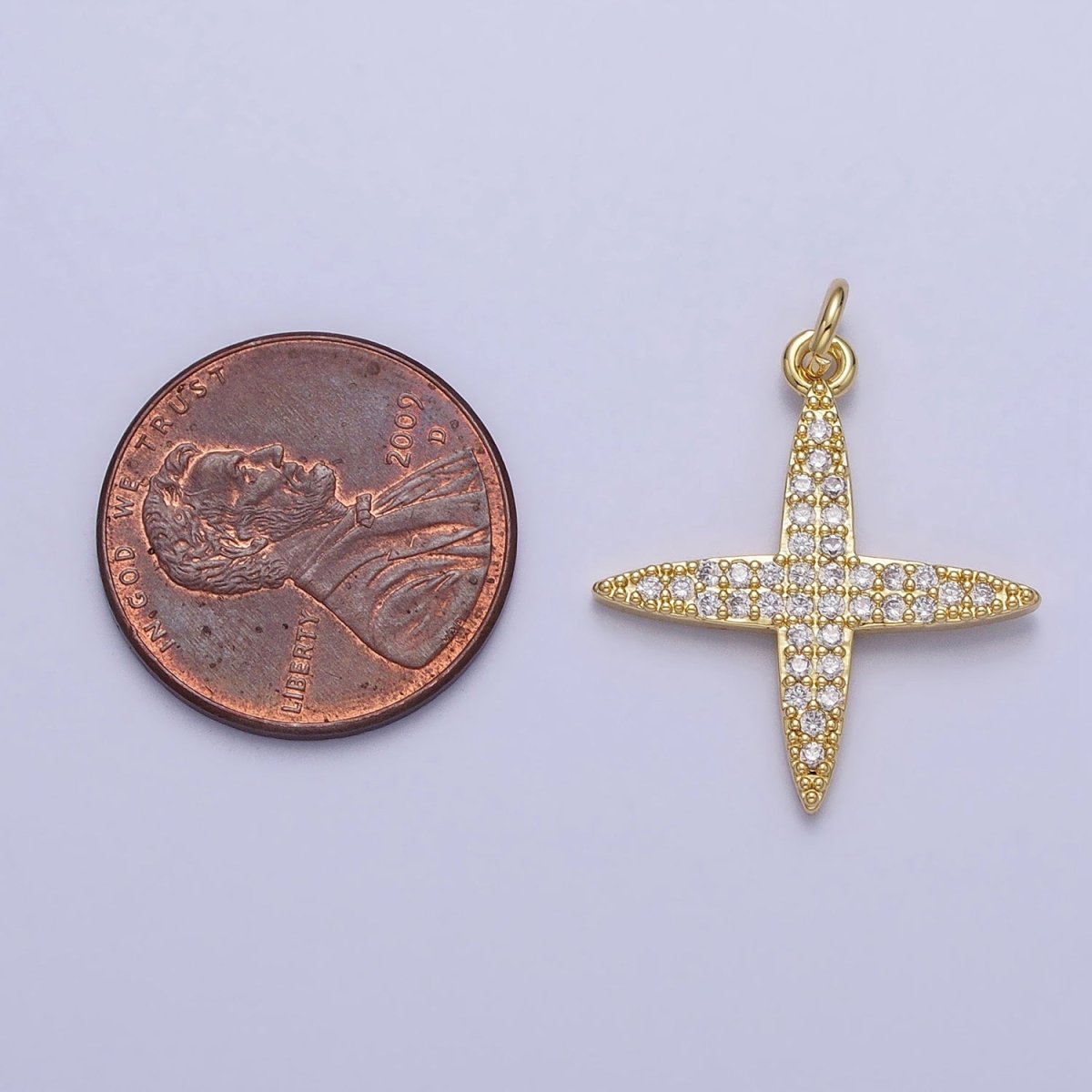 Gold Celestial Star Clear Micro Paved CZ Charm | AC355 - DLUXCA