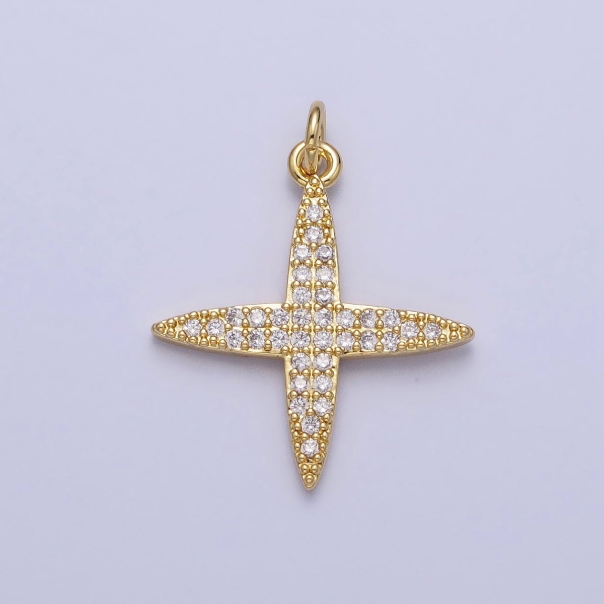 Gold Celestial Star Clear Micro Paved CZ Charm | AC355 - DLUXCA